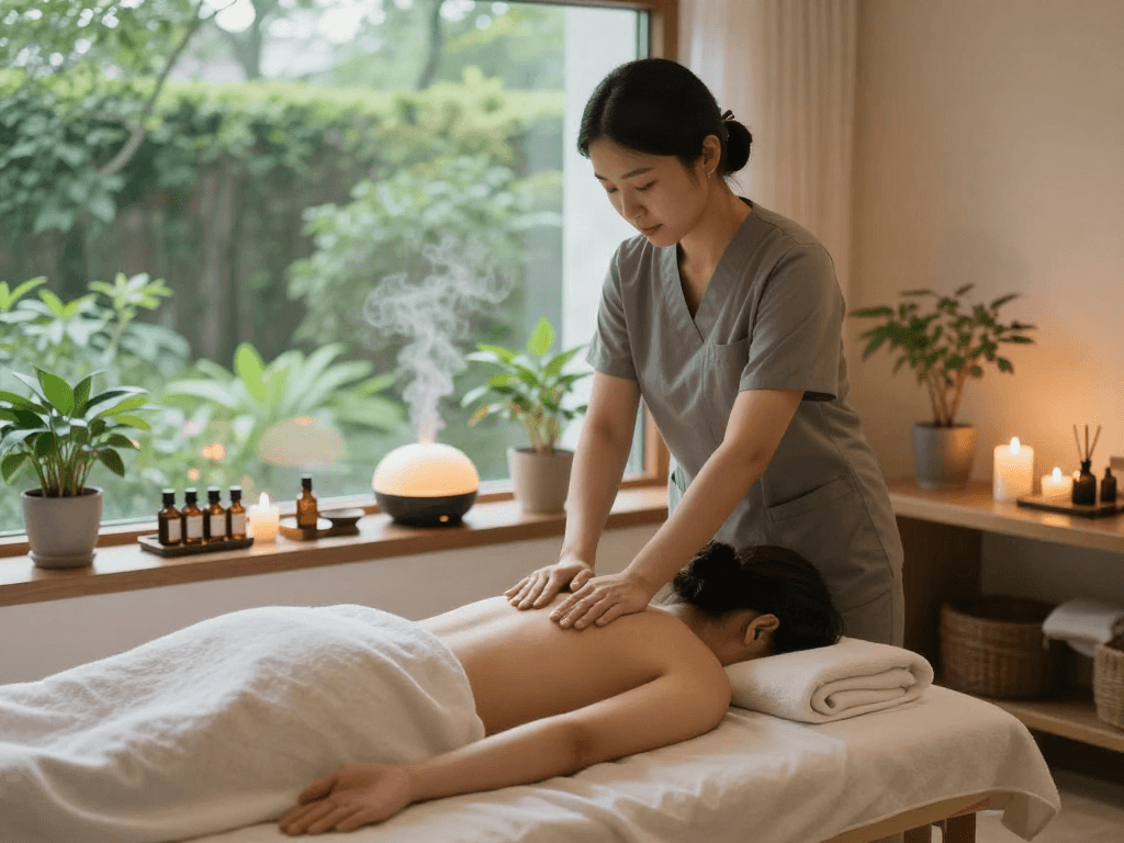 Rejuvenating 하남출장마사지 session in a serene studio with calming ambiance.