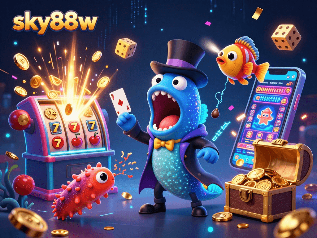 Experience thrilling gaming moments with sky88w's vibrant 3D deep-sea casino adventure.
