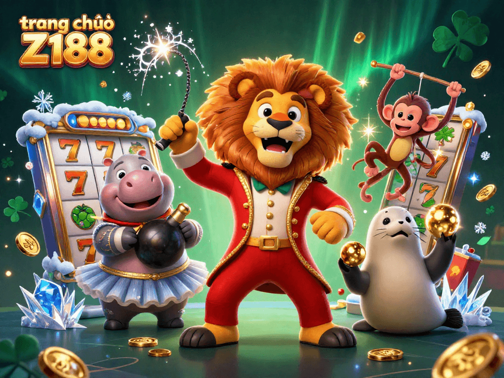 Experience excitement at trang chủ Z188 with thrilling slot games and lively casino characters.