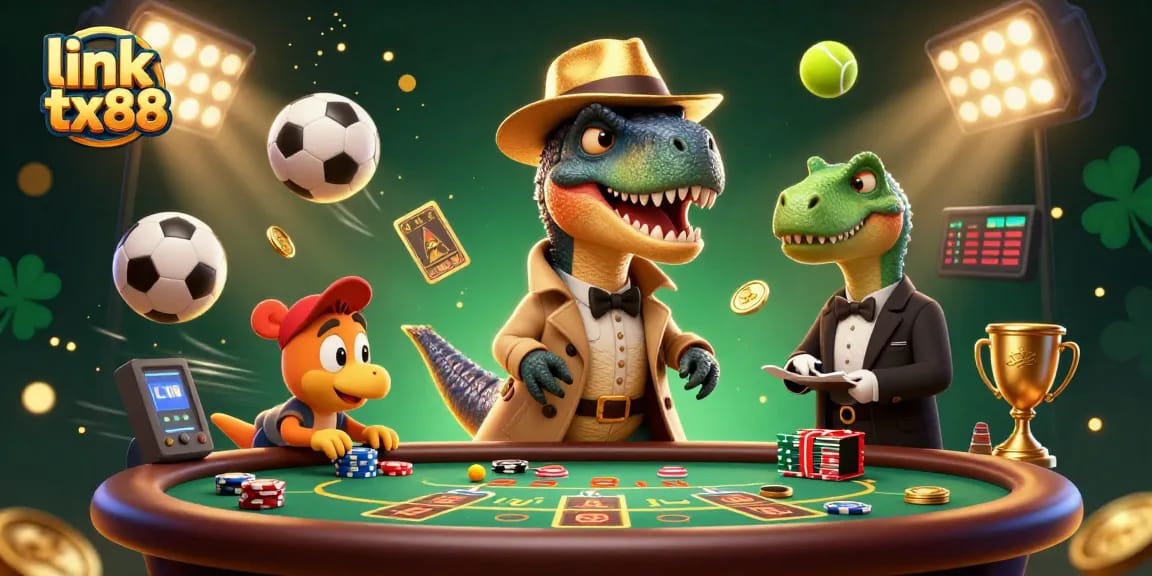 Play at link tx88 with a clever velociraptor amidst casino thrills and sports excitement.