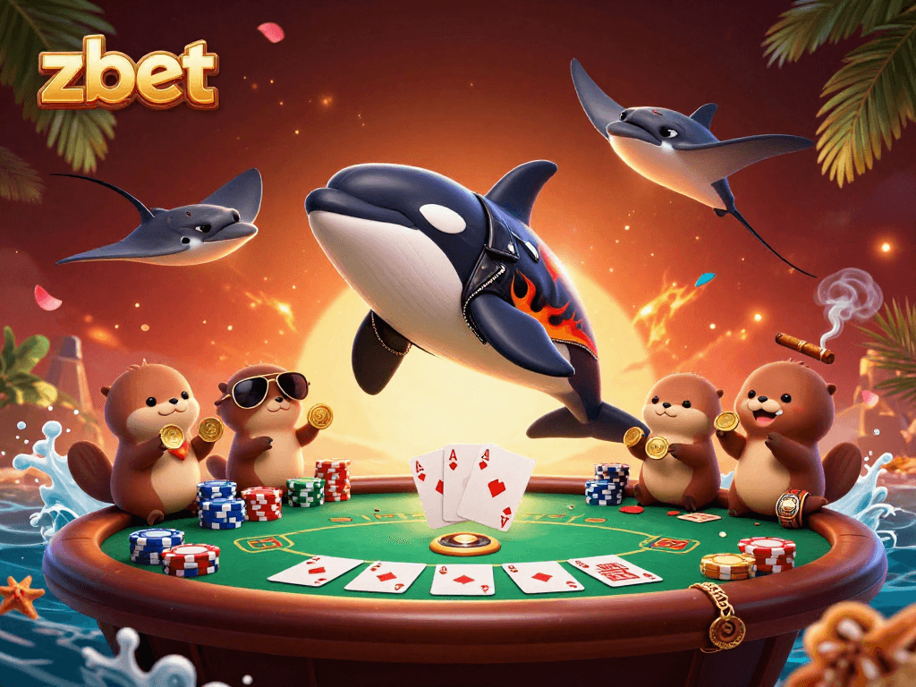 Experience zbet with thrilling casino action featuring cartoon characters amidst a poker setting.