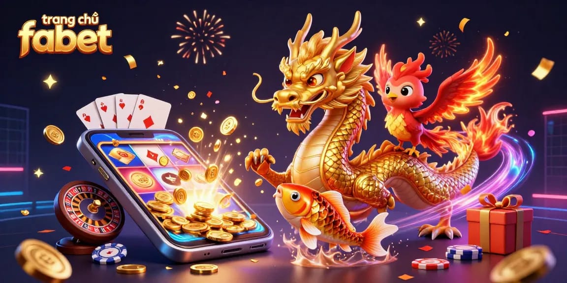 Experience excitement at trang chủ fabet with a fierce dragon and a phoenix in a dynamic 3D casino scene