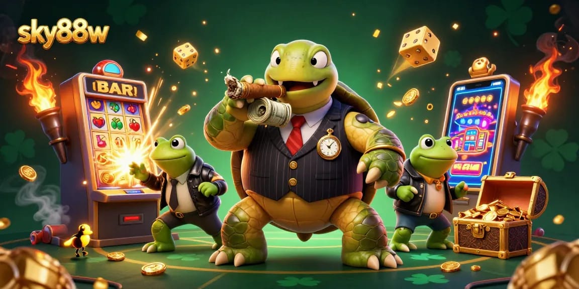 Engage with thrilling slot jackpots at sky88w featuring a turtle mobster and frog enforcers!