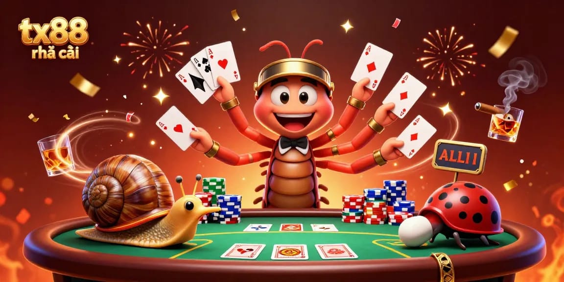 Experience winning strategies at tx88 nhà cái with a vibrant casino scene featuring unique characters and dynamic elements.
