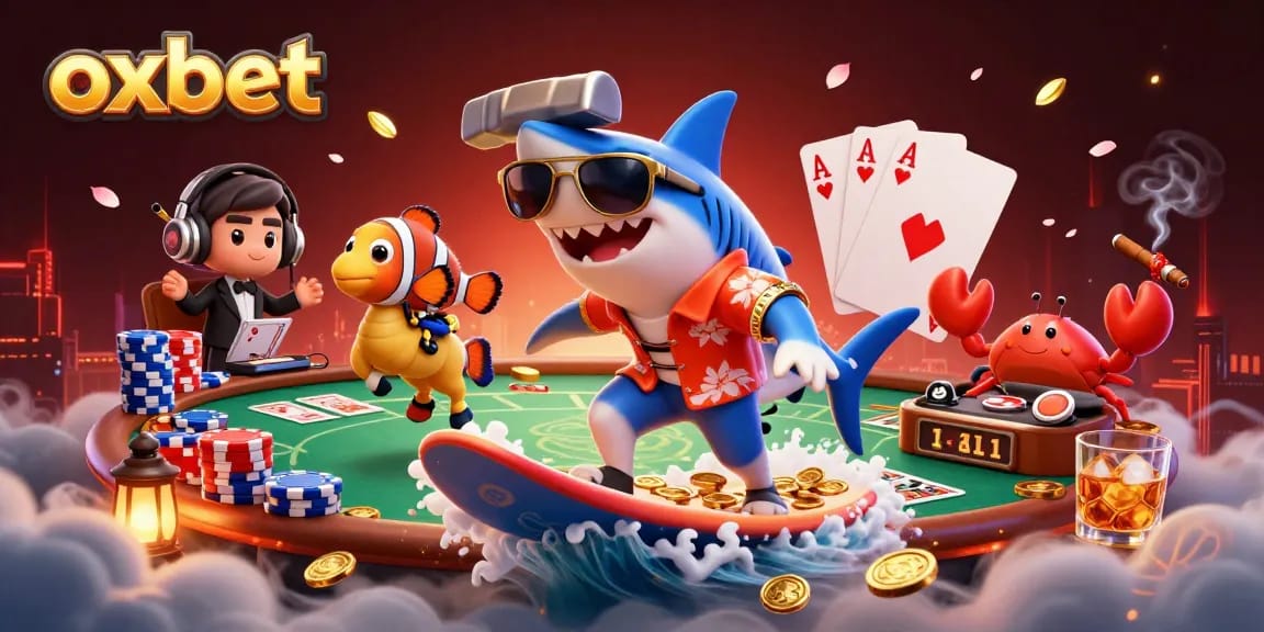 Experience thrilling gaming with oxbet's vibrant 3D illustration featuring dynamic casino elements.