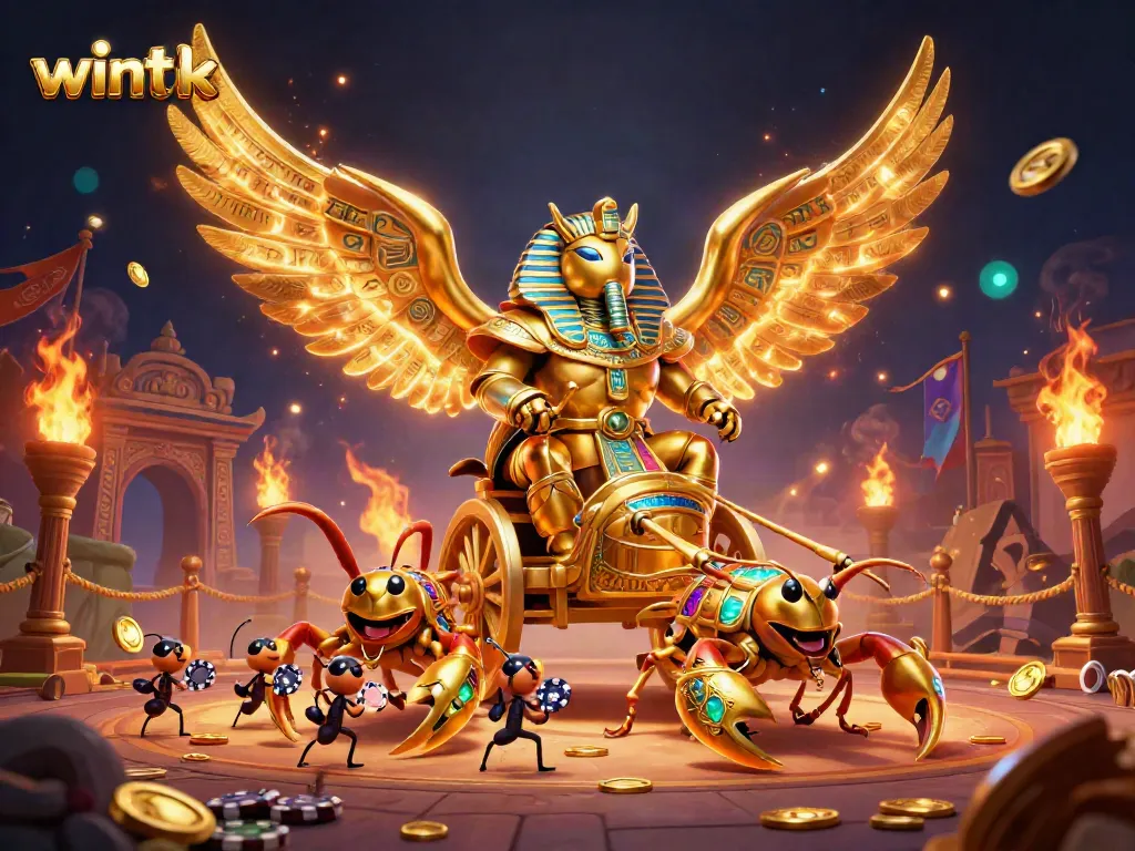 Experience the excitement of wintk with vibrant casino elements and dynamic characters in a dazzling 3D scene.