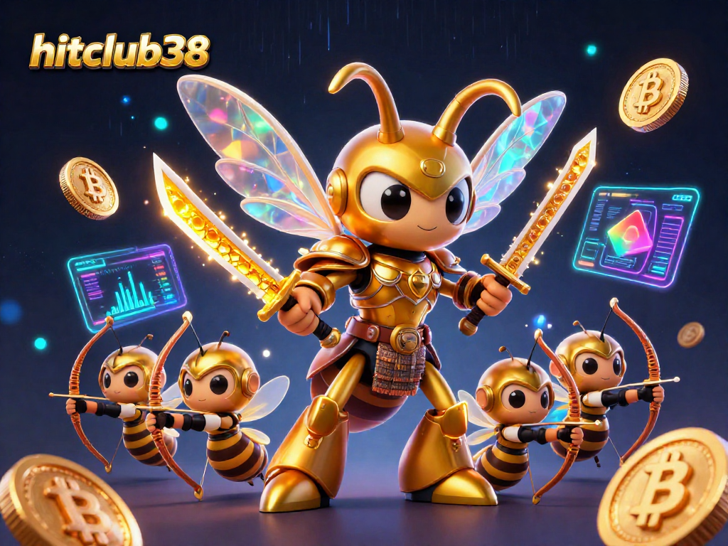Experience hitclub38's vibrant gaming universe with dynamic 3D illustrations of epic battles and crypto treasures.