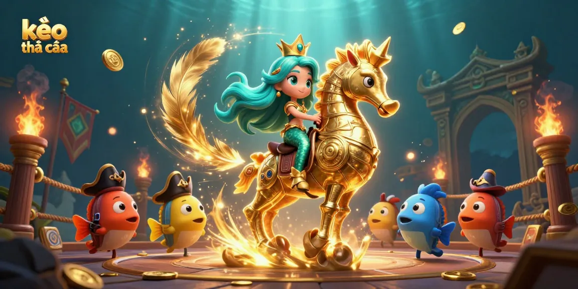 Engage with the kèo nhà cái experience in this thrilling underwater casino scene showcasing vibrant characters and dynamic betting elements.