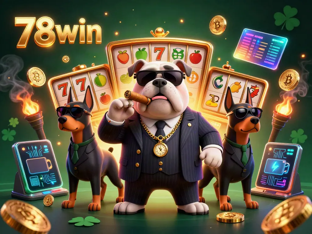 Experience exhilarating slots with 78win's vibrant 3D mafia-themed gaming illustration.