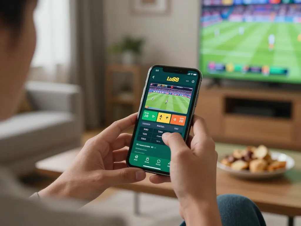 Engaging sports betting on the Lu88 app with live match odds displayed on smartphone