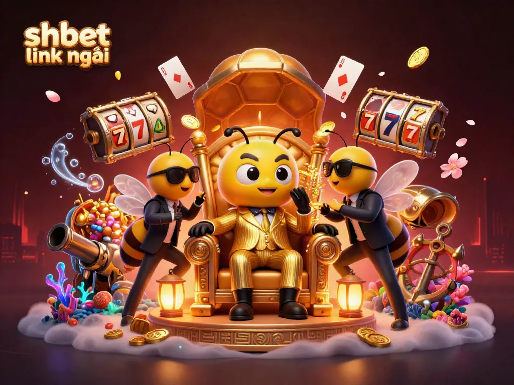 Engage with shbet link mới as the bumblebee boss orchestrates a colorful casino scene.