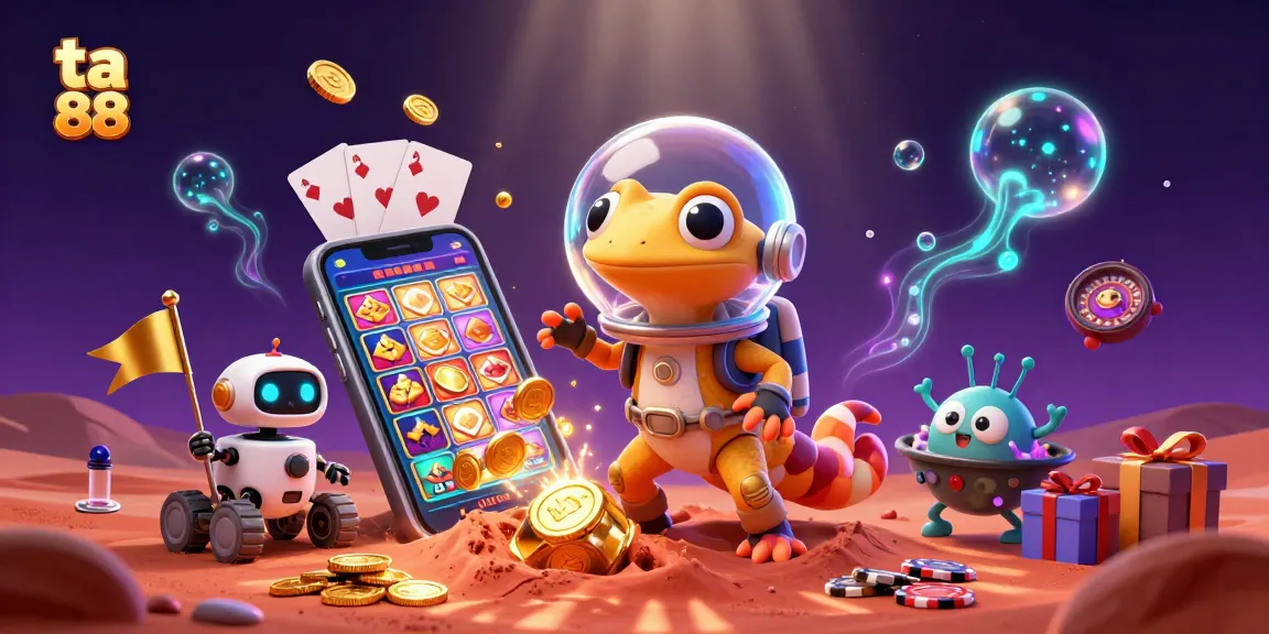 Experience thrilling gaming at ta 88 with a Martian gecko discovering a hidden casino in space!