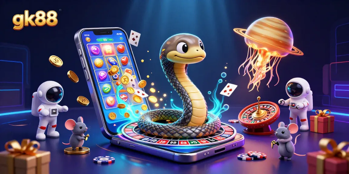 Engage in thrilling gaming action at gk88 with vibrant casino elements and immersive 3D visuals.