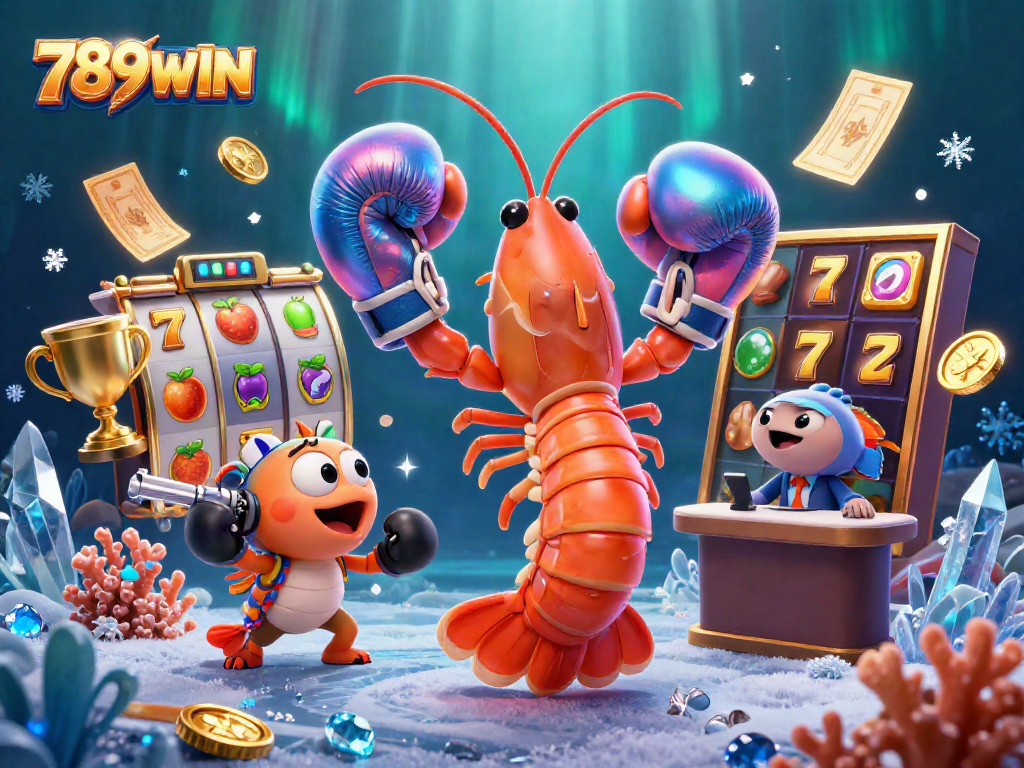 Play slots and win big with 789WIN in this vibrant underwater casino scene.