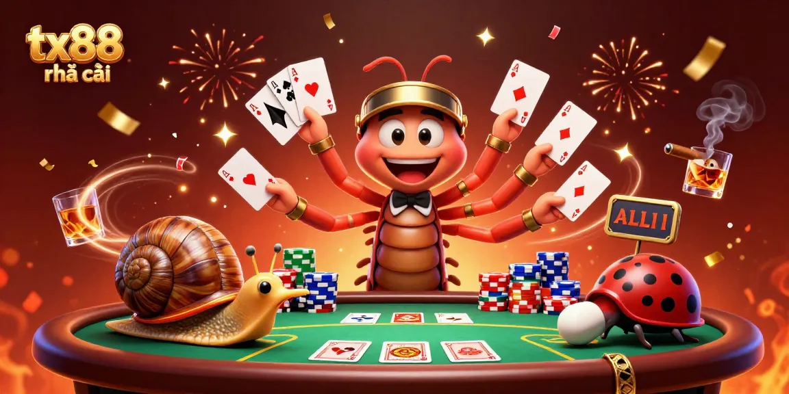 Experience winning strategies at tx88 nhà cái with a vibrant casino scene featuring unique characters and dynamic elements.