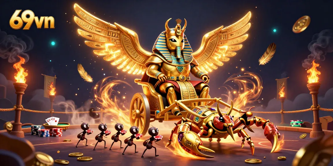 Experience thrilling poker action with the 69vn colossal scarab beetle scene full of vibrant casino elements.
