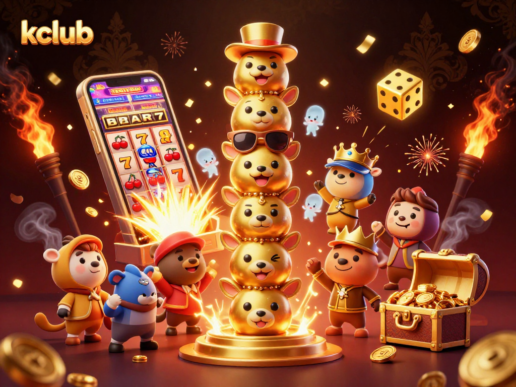 Experience thrilling gaming at kclub with golden totem and dynamic jackpot explosion in 3D.