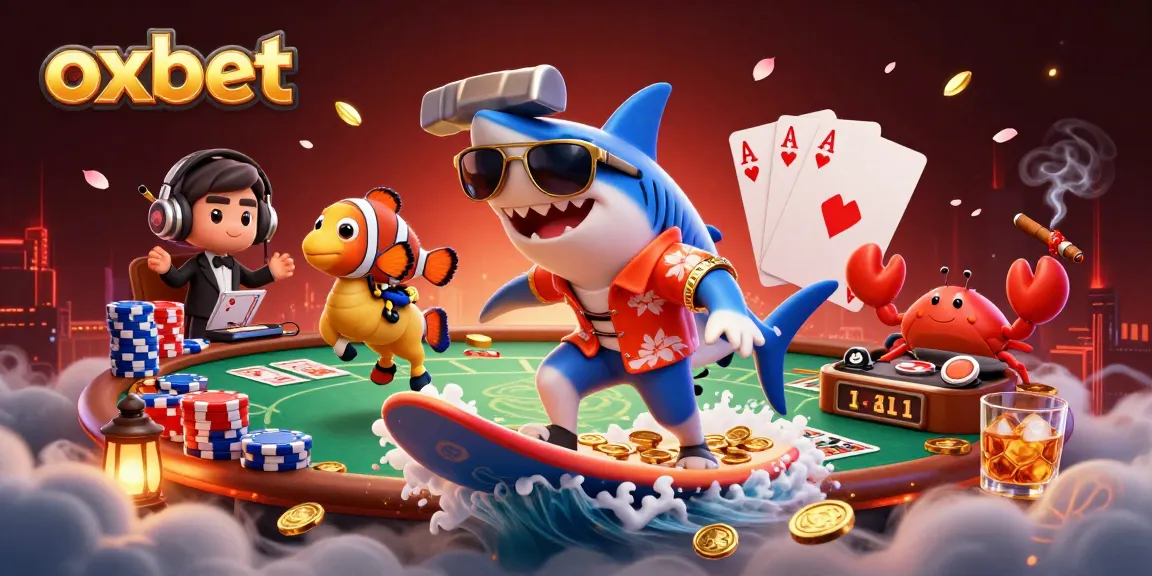 Experience thrilling gaming with oxbet's vibrant 3D illustration featuring dynamic casino elements.