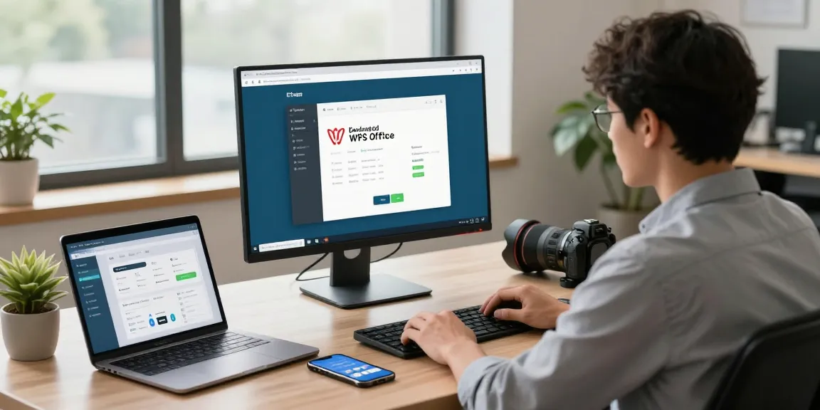 Download WPS Office software on a modern workstation with productivity tools.