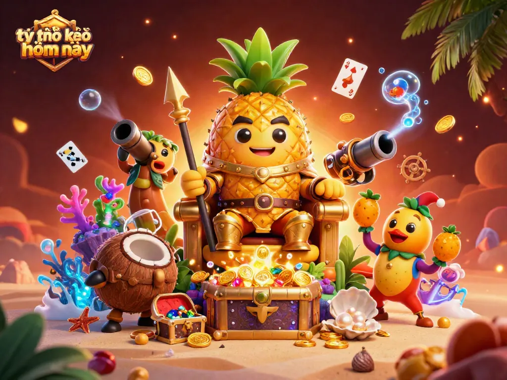 Bet on tỷ lệ kèo nhà cái hôm nay with a vibrant beach casino illustration featuring engaging characters and elements.