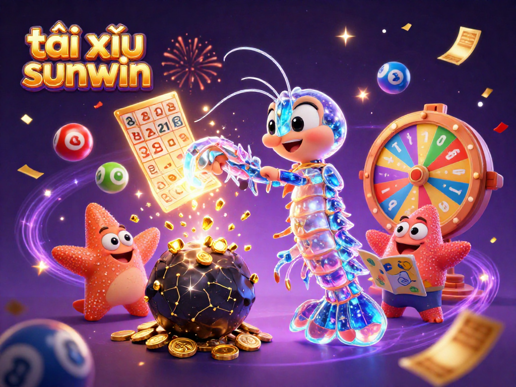 Experience the excitement of tài xỉu sunwin with vibrant game elements and a dynamic 3D scene.
