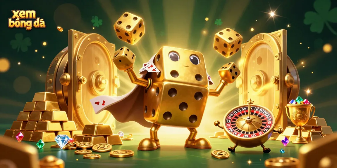 Experience xem bóng đá action with vibrant golden characters, dynamic gambling elements, and rich textures.