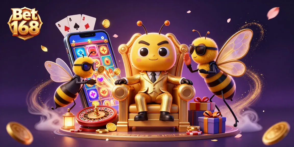 Bet 168 boss and allies enjoying vibrant casino scene with dynamic gambling elements.