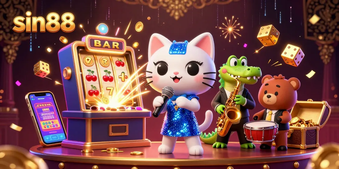 Experience thrilling casino excitement with sin88 featuring a jazz-singer cat, sax-playing crocodile, and a drum-playing bear.