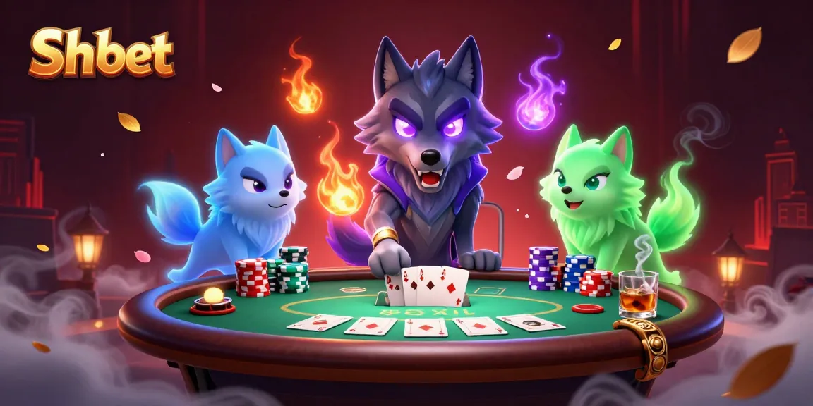 Experience the thrill of gambling with Sh bet's unique 3D character illustration showcasing a dynamic poker scene.