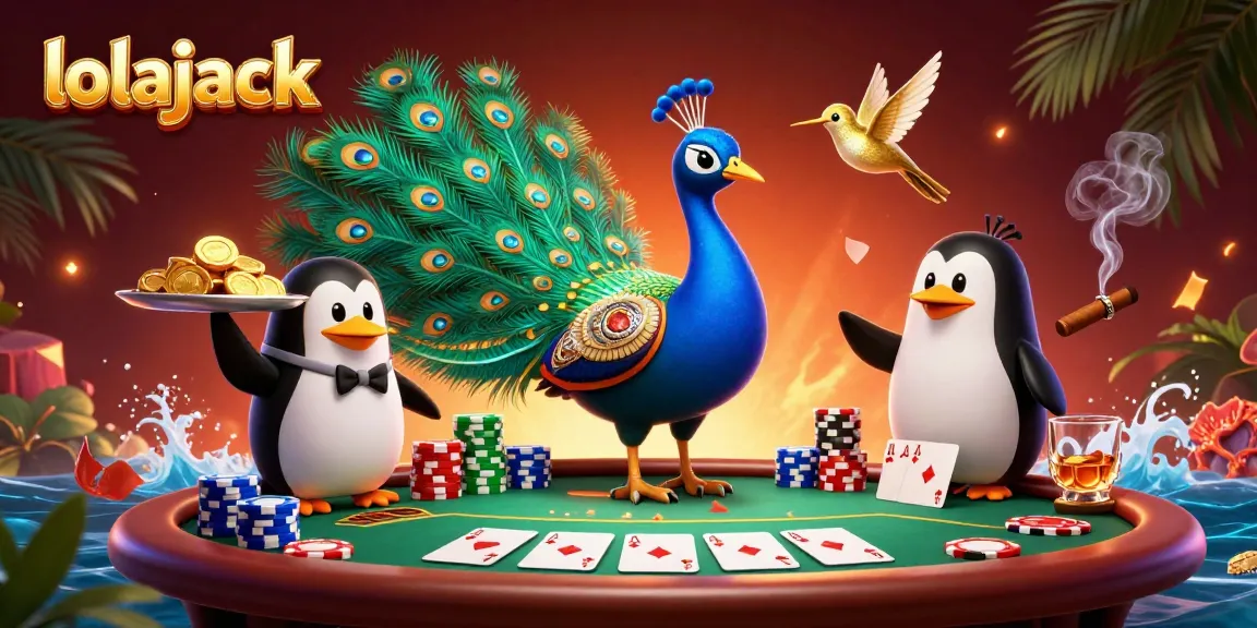 Experience the thrill at Lolajack Casino as you play vibrant poker surrounded by a vibrant scene.