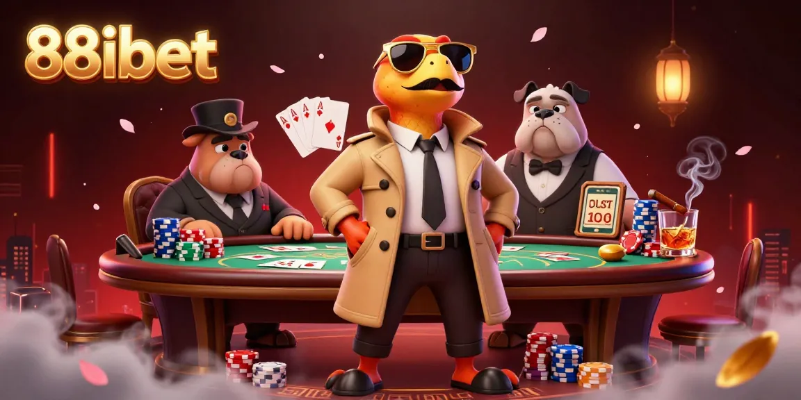 Three raptors disguised as a tall person trying to enter a VIP lounge at 88ibet, surrounded by vibrant poker elements.