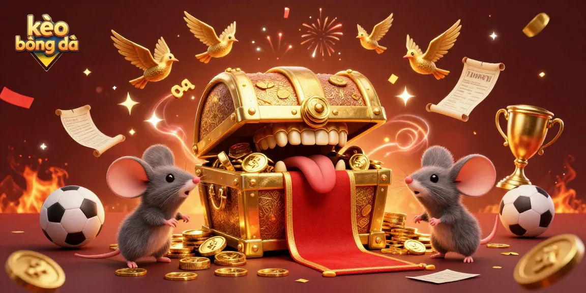 Engage in thrilling kèo bóng đá action with vibrant scene of treasure chest and betting elements.