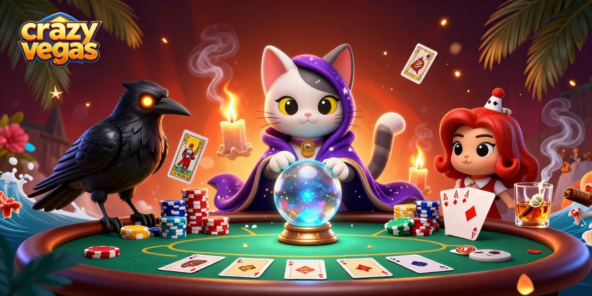 Experience the thrill of crazyvegas with vibrant poker action and enchanting characters in a mystical casino setting.