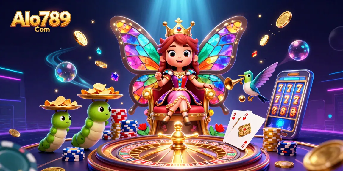 Experience thrilling gameplay with Alo789 Com as vibrant casino elements come alive in this engaging illustration.